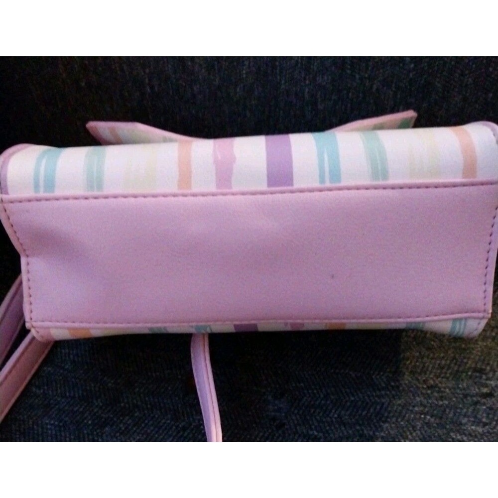 Betsey Johnson Be Mine Pastel Striped Crossbody Bag Satchel Flap Purse Small - Picture 10 of 10